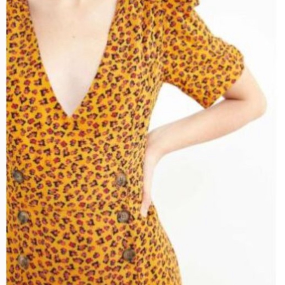 Urban Outfitters V Neck Double Breasted Floral Slit Midi Dress size M - Picture 5 of 9